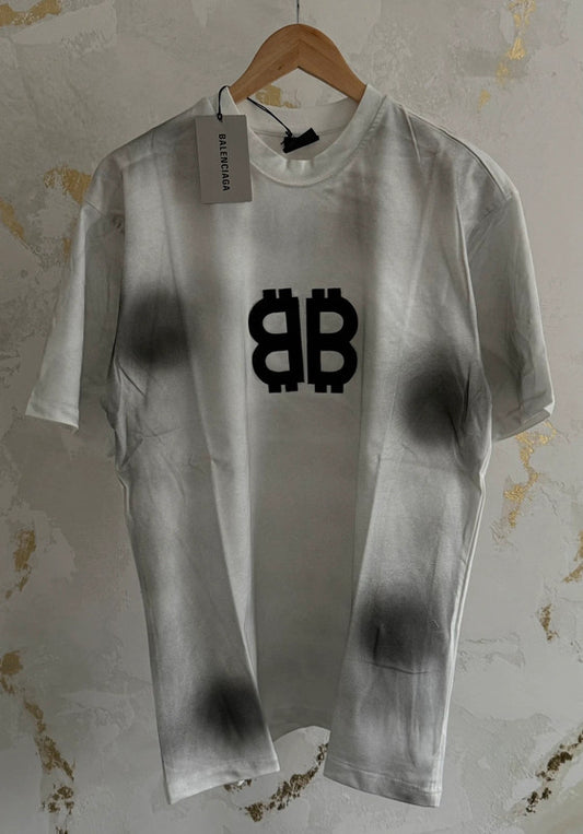 Ciaga White and Black Print embroidered T-shirt