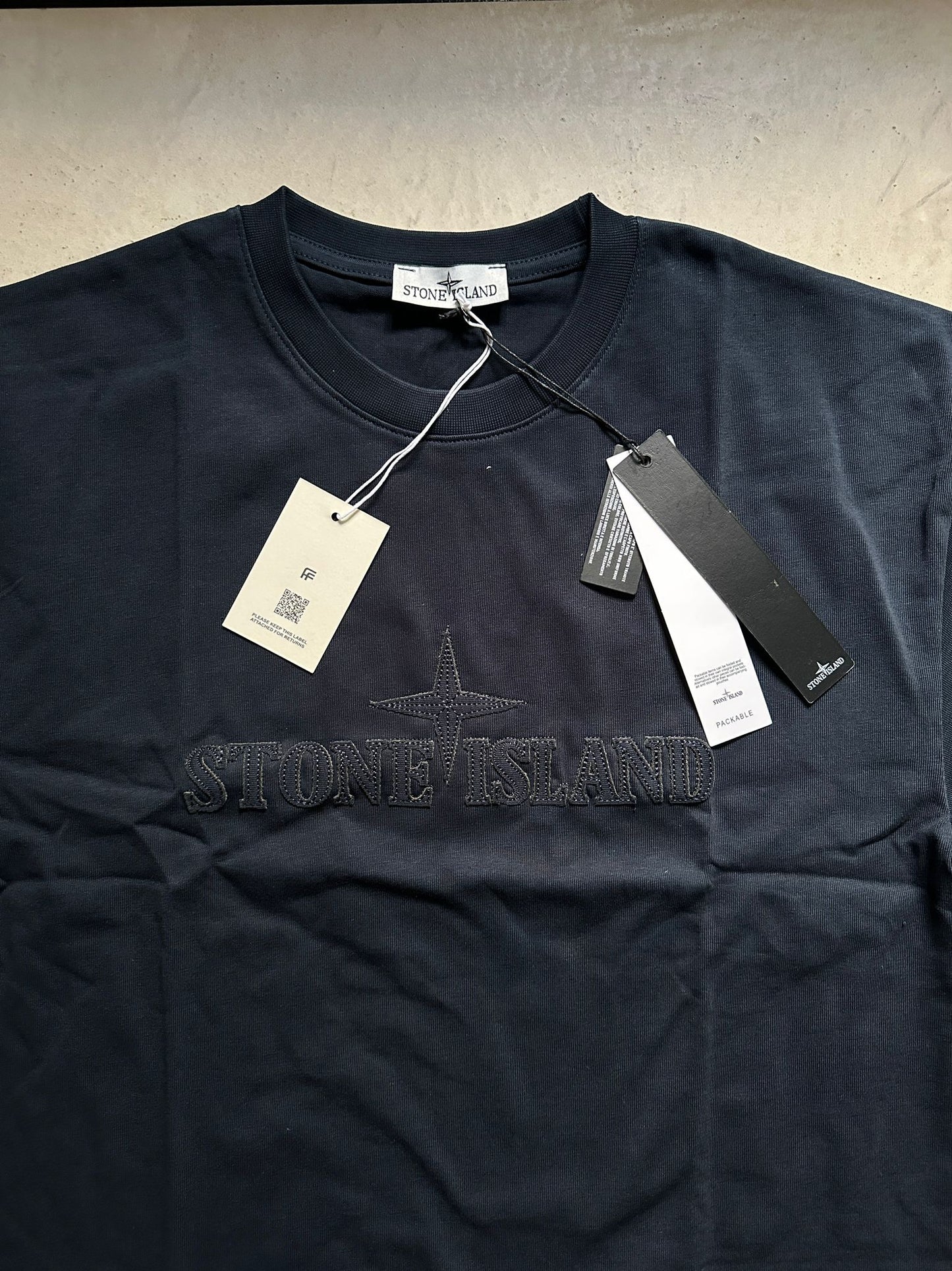 Stne Island Navy Embroidered T-Shirt