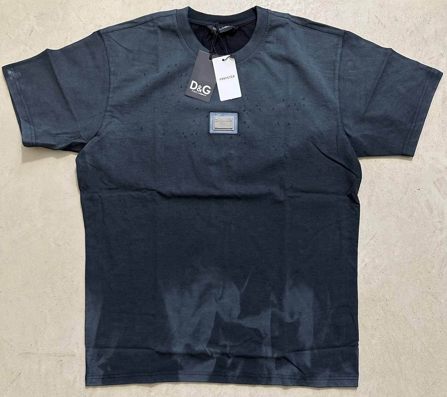 D & G Navy Distressed T-Shirt
