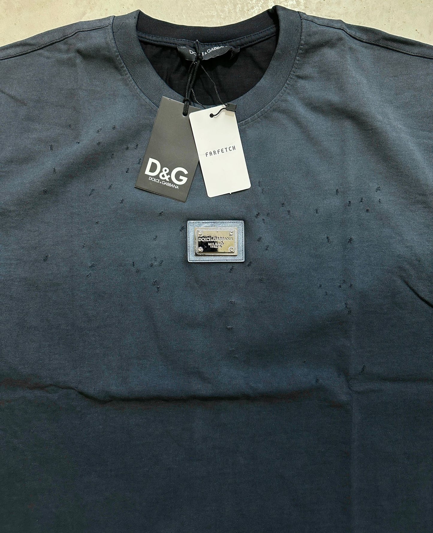 D & G Navy Distressed T-Shirt